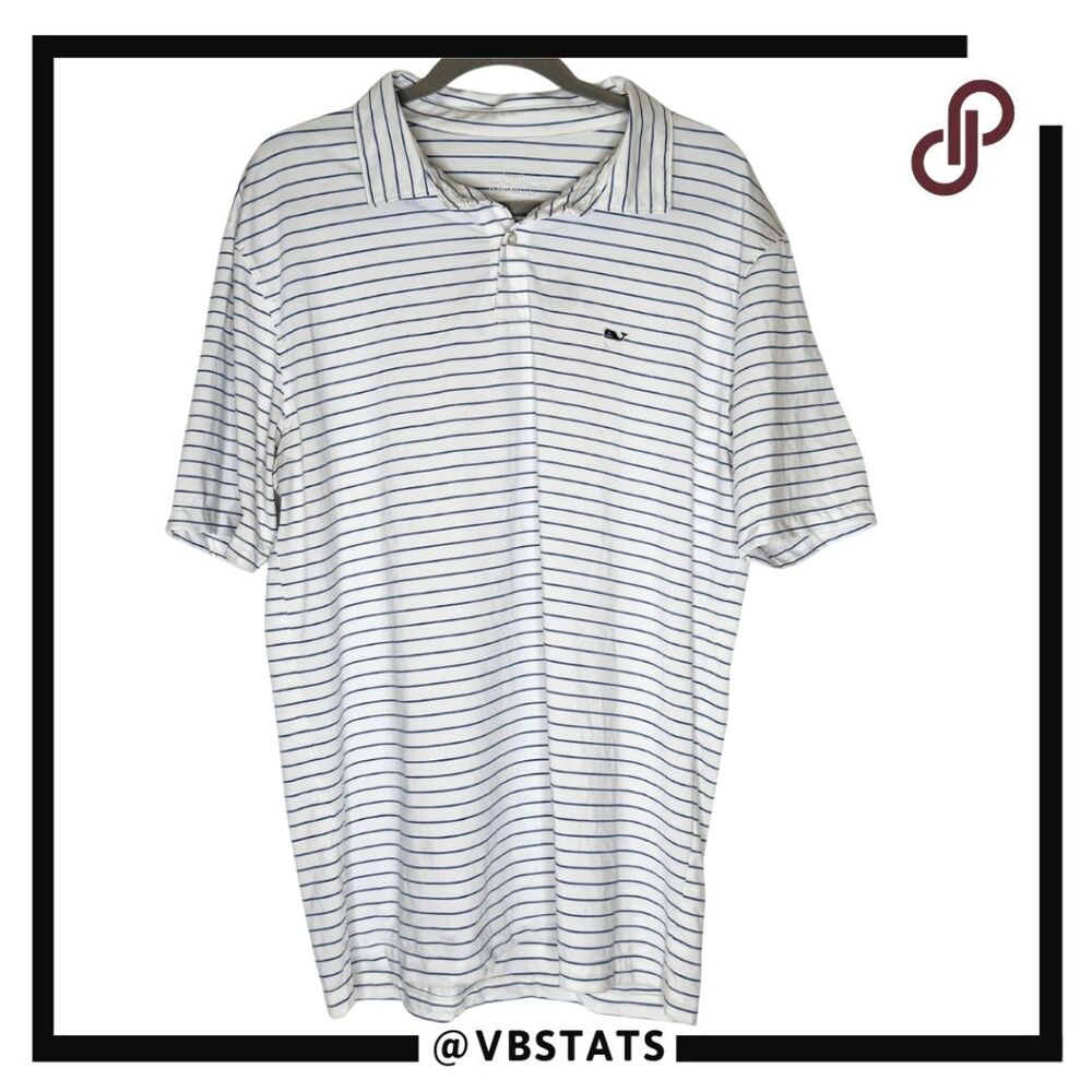Vineyard Vines‎ Men's Striped Performance Golf Polo Shirt Blue White Size XL